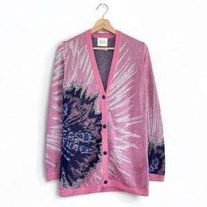 Hayley Menzies Metallic Tie Dye Jacquard Cardigan Memories of Utopia Pink Small
